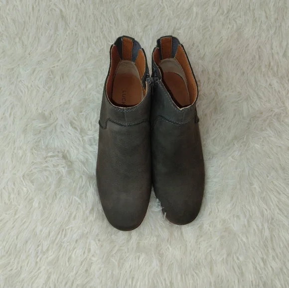 Lucky Brand Zanta Leather Wedge Pull On Ankle Booties Size 7.5 - Picture 5 of 12